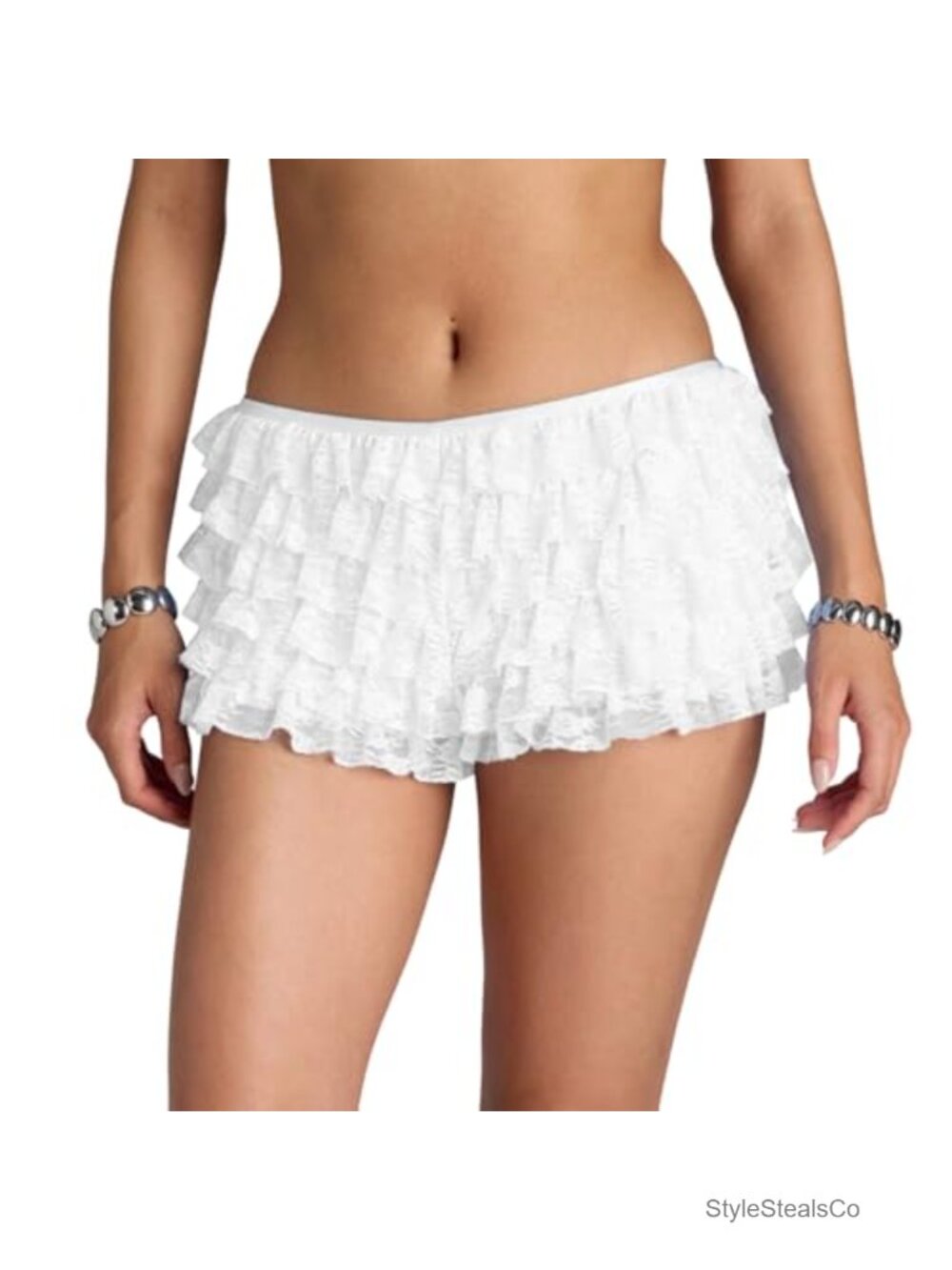 Women's Lace Layered Ruffle Shorts Frilly Fluffy Bloomers Polyester Cotton